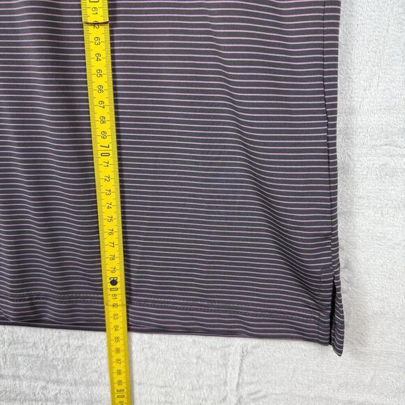 Horn Legend Performance Polo Shirt Men L Purple Stripe Torrey Pines Golf Stretch - Picture 8 of 11
